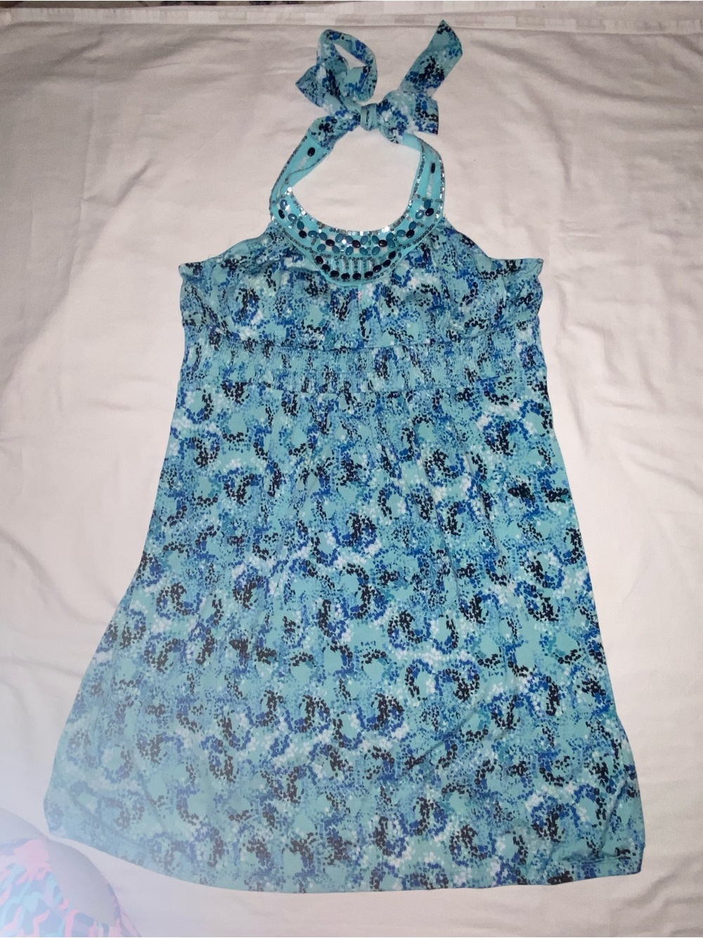Candie's Aqua Blue Halter Backless Summer Dress